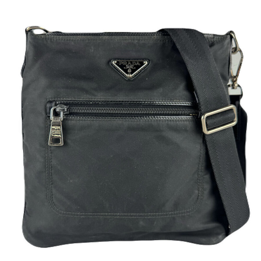 Prada Tessuto Crossbody Bag Black Silver